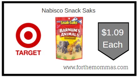 Target: Nabisco Snack Saks ONLY $1.09 Each 