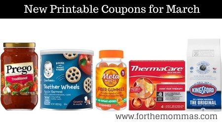 New Printable Coupons for March
