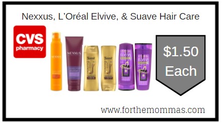 CVS: Nexxus, L’Oréal Elvive, & Suave Hair Care ONLY $1.50 Each 