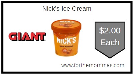 Giant: Nick’s Ice Cream Just $2.00 Each 
