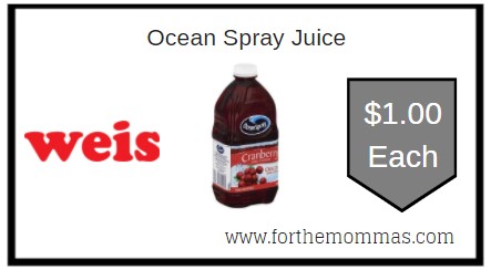 Weis: Ocean Spray Juice ONLY $1.00 Each