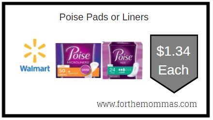 Walmart: Poise Pads or Liners ONLY $1.34 Each