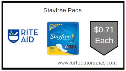 Rite Aid: Stayfree Pads ONLY $0.71 Each