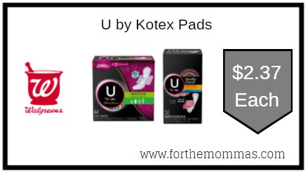 Walgreens: U by Kotex Pads ONLY $2.37 Each