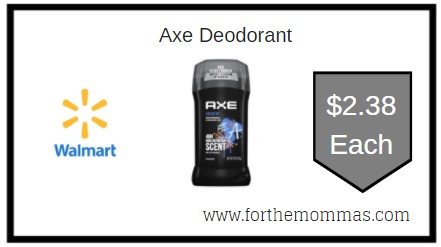 Walmart: Axe Deodorant ONLY $2.38 Each Thru 3/27