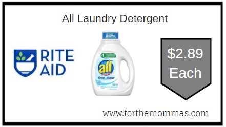Rite Aid: All Laundry Detergent ONLY $2.89 Each