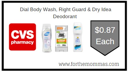 CVS: Dial Body Wash, Right Guard & Dry Idea Deodorant ONLY $0.87 Each