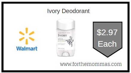 Walmart: Ivory Deodorant ONLY $2.97 Each