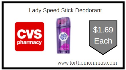 CVS: Lady Speed Stick Deodorant ONLY $1.69 Each