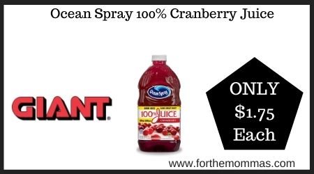 Giant: Ocean Spray 100% Cranberry Juice