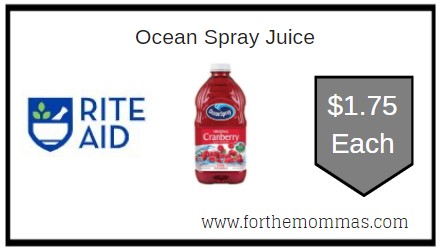 Rite Aid: Ocean Spray Juice ONLY $1.75 Each