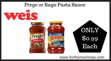 Weis: Prego or Ragu Pasta Sauce