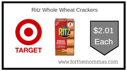Target: Ritz Whole Wheat Crackers ONLY $2.01 Each