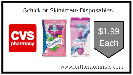 CVS: Schick or Skintimate Disposables ONLY $1.99 Each