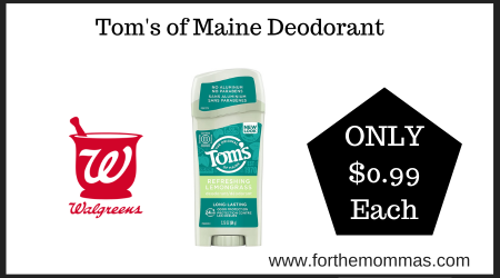 Walgreens Deal on Toms of Maine Deodorant