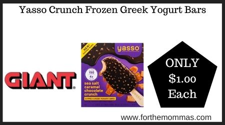 Giant: Yasso Crunch Frozen Greek Yogurt Bars