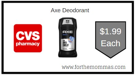 CVS: Axe Deodorant ONLY $1.99 Each