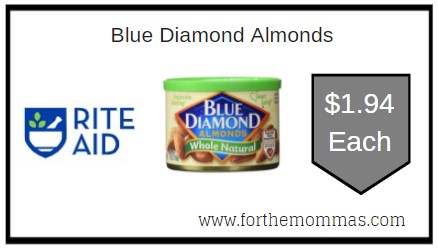 Rite Aid: Blue Diamond Almonds ONLY $1.94 Each