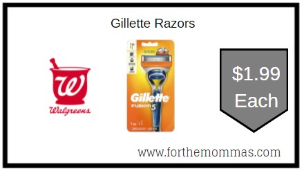 Walgreens: Gillette Razors ONLY $1.99