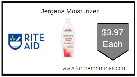 Rite Aid: Jergens Moisturizer ONLY $3.97 Each