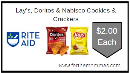 Rite Aid: Lay’s, Doritos & Nabisco Cookies & Crackers ONLY $2 Each