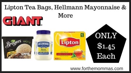 Giant: Lipton Tea Bags, Hellmann Mayonnaise & More