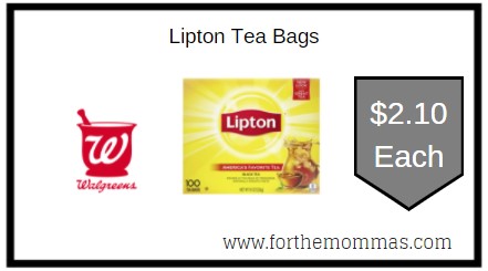 Walgreens: Lipton Tea Bags ONLY $2.10 Each 