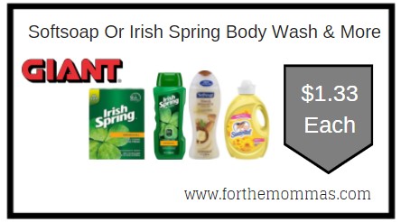 Giant: Softsoap Or Irish Spring Body Wash & More JUST $1.33 Each