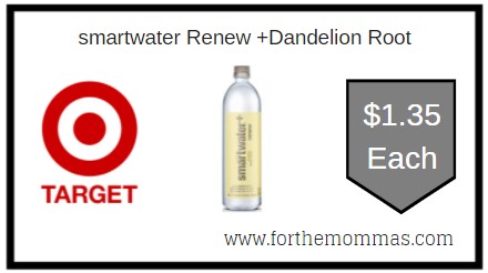 Target: smartwater Renew +Dandelion Root ONLY $1.35 Each