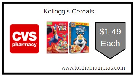 CVS: Kellogg's Cereals ONLY $1.49 Each 