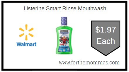 Walmart: Listerine Smart Rinse Mouthwash ONLY $1.97 Each 