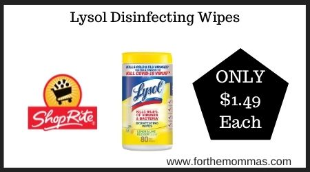 Lysol Disinfecting Wipes Just $1.49 Each at ShopRite
