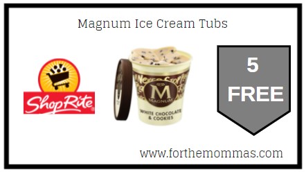 ShopRite: 5 FREE Magnum Ice Cream Tubs