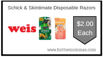 Weis: Schick & Skintimate Disposable Razors ONLY $2.00 Each