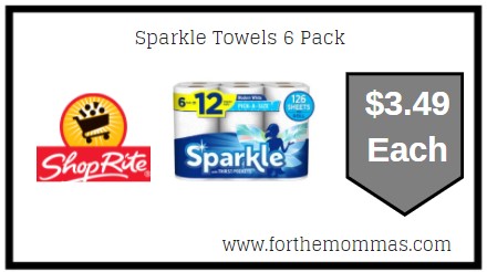 ShopRite: Sparkle Towels 6 Pack Just $3.49 Each