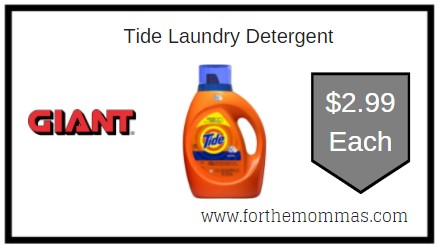 Giant: Tide Laundry Detergent Just $2.99 Each