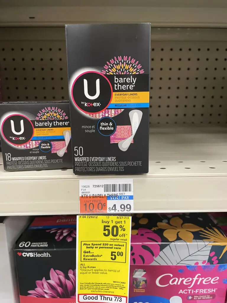 U by Kotex Liners at CVS ONLY 0.91 Each