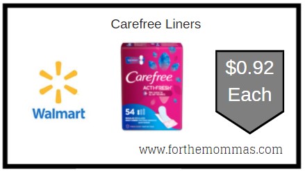Walmart: Carefree Liners ONLY $0.92 Each