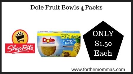Dole Fruit Bowls 4 Packs