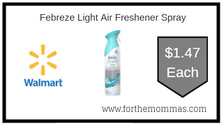 Walmart: Febreze Light Air Freshener Spray ONLY $1.47 Each