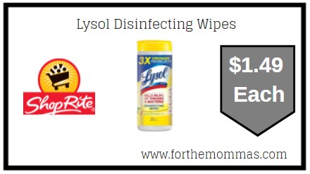 ShopRite: Lysol Disinfecting Wipes Just $1.49 Each