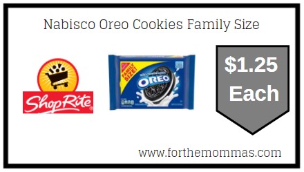 ShopRite: Nabisco Oreo Cookies Family Size JUST $1.25 Each