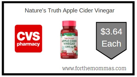 CVS: Nature's Truth Apple Cider Vinegar Only $3.64 Each 