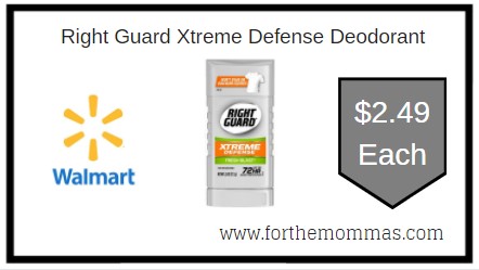 Walmart: Right Guard Xtreme Defense Deodorant ONLY $2.49 Each 