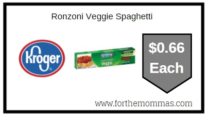 Kroger: Ronzoni Veggie Spaghetti ONLY $0.66 Each
