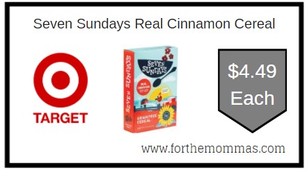 Target: Seven Sundays Real Cinnamon Cereal ONLY $4.49 Each