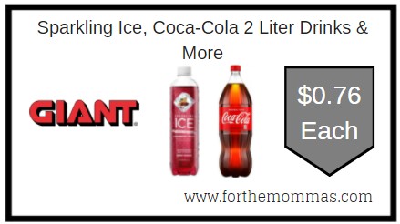Giant: Sparkling Ice, Coca-Cola 2 Liter Drinks & More JUST $0.76 Each 