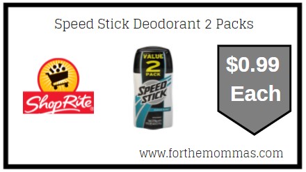 ShopRite: Speed Stick Deodorant 2 Packs JUST $0.99 Each