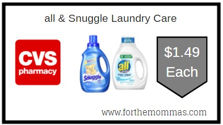 CVS: all & Snuggle Laundry Care ONLY $1.49