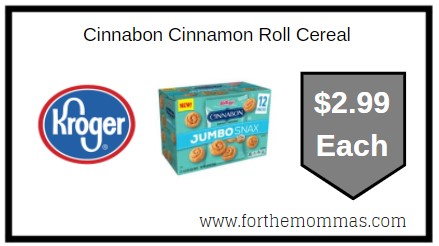 Kroger: Cinnabon Cinnamon Roll Cereal ONLY $2.99 Each